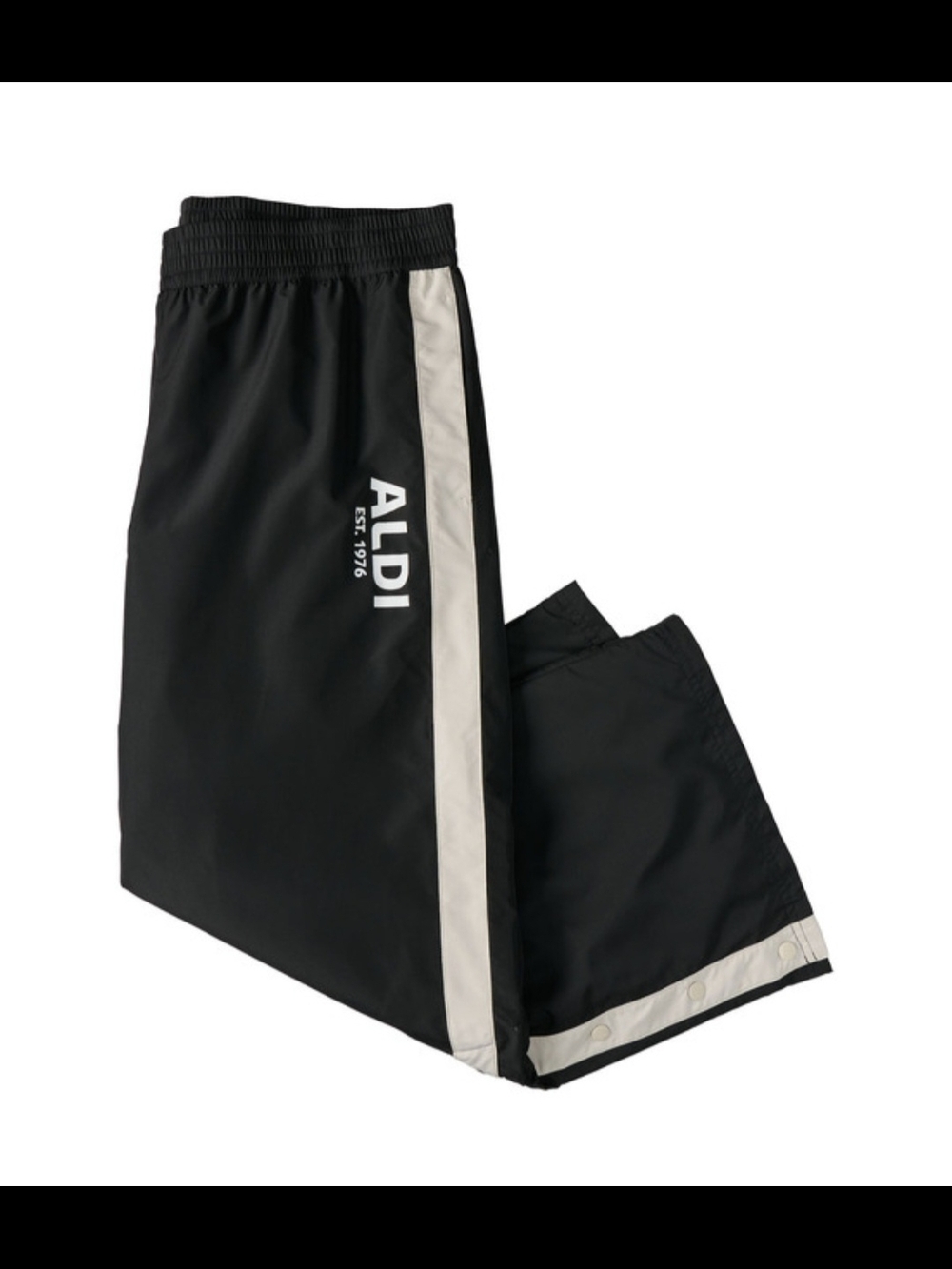 NEW ALDI Retro Black Track Pants with Contrast Stripe